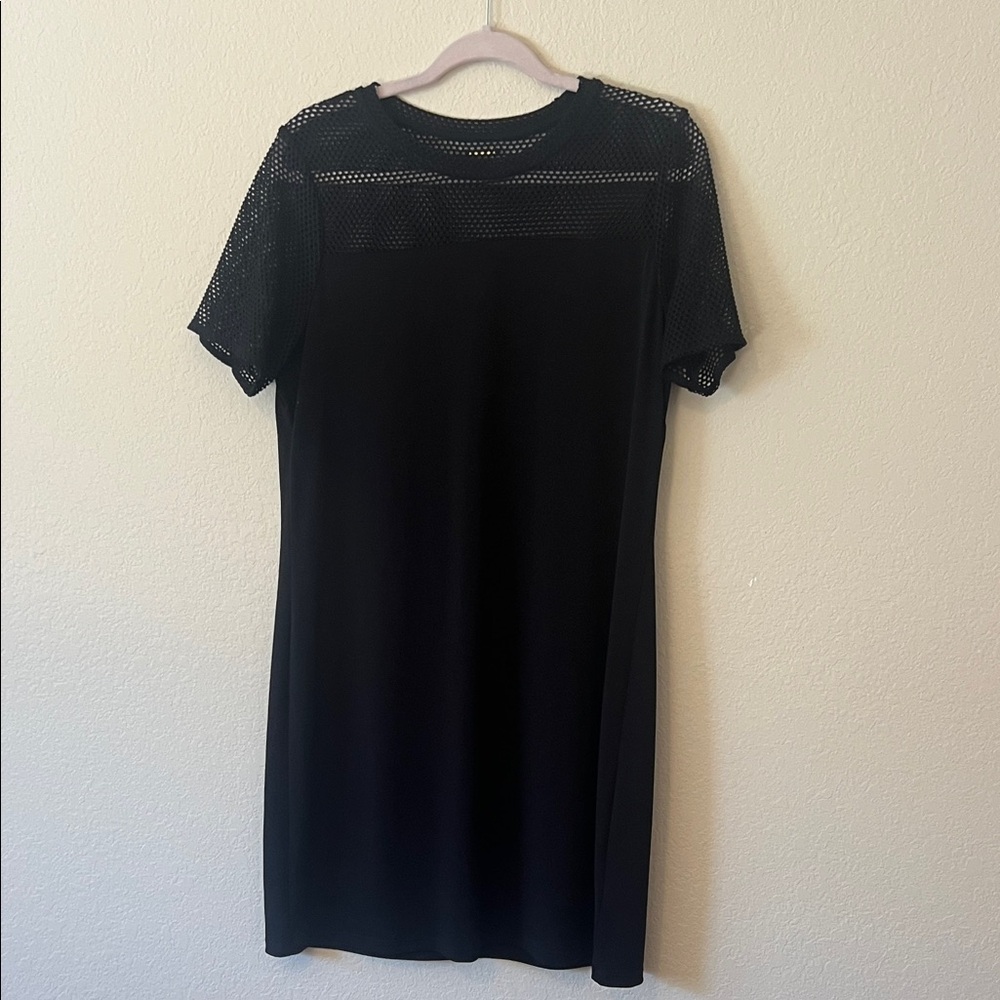 Michael Kors Black Mini Dress with Mesh Details